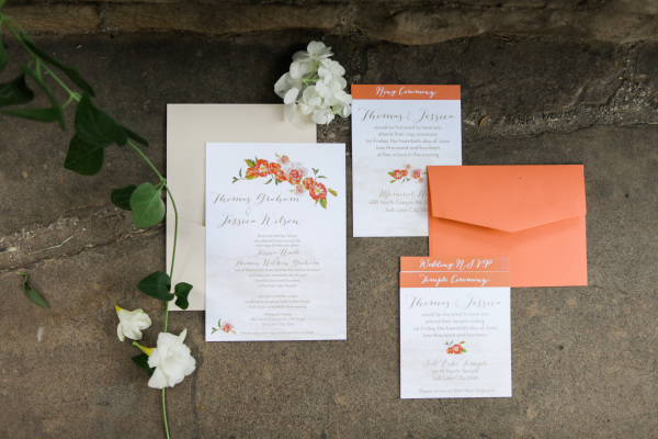 Peach Wedding Stationery