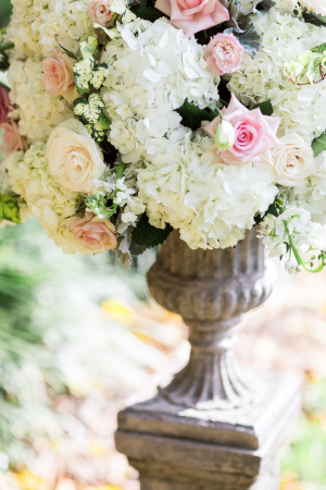 Pink and Ivory Pedestal Flowers