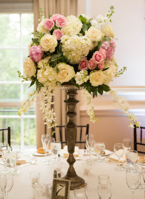 Rose and Hydrangea Topiary Style Centerpiece