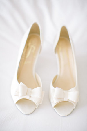 White Bow Wedding Shoes