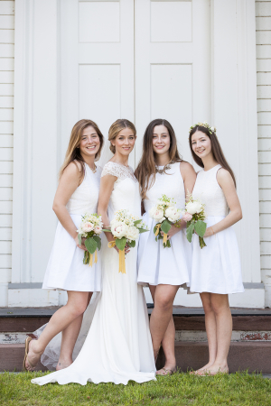 White Short Bridesmaids Dresses