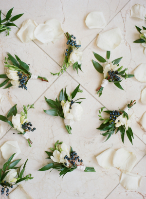 White and Green Boutonnieres