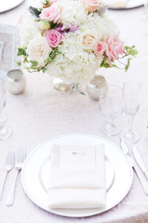 White and Pink Wedding Place Setting