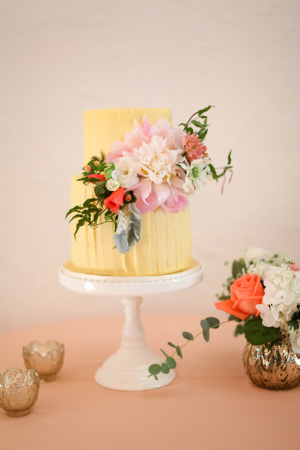 Yellow Wedding Cake with Flowers