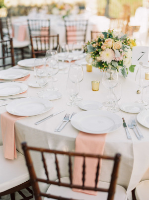 Yellow and Peach Wedding Table
