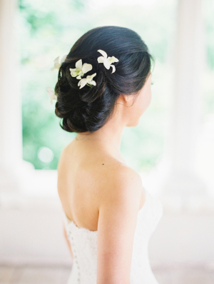 Bride with Fresh Flowers in Hair