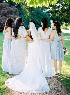 Bridesmaids in Pale Blue Gowns