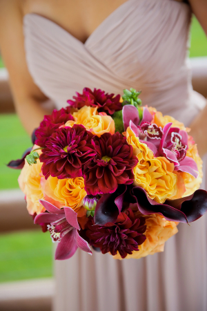 Burgundy and Marigold Bouquet