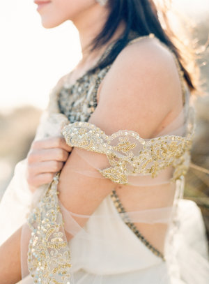 Gold Lace Trim Bridal Veil