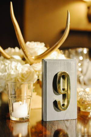 Gold and Wood Table Number
