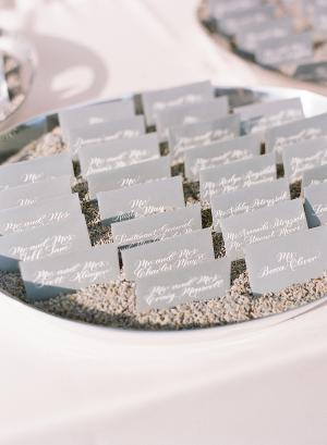 Gray Escort Cards with White Calligraphy