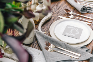 Natural Gray and White Place Setting