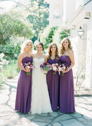 Purple Strapless Bridesmaids Dresses