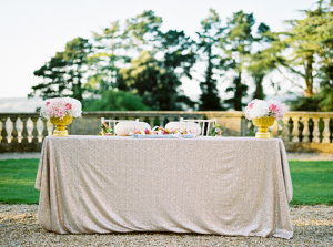 Sweetheart Table with Gold Sequin Linen