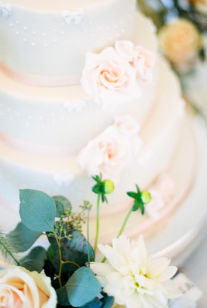 Wedding Cake with Pale Pink Peonies