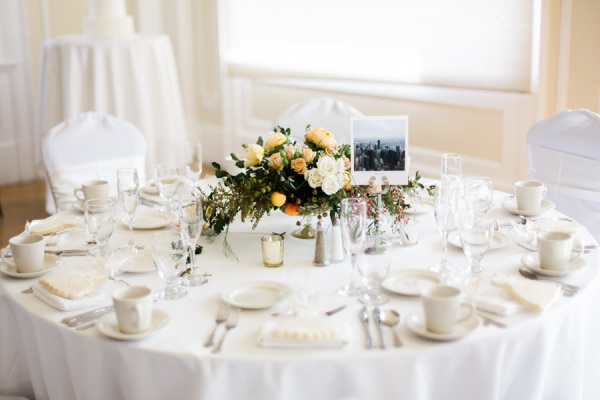 Wedding Table with Yellow Centerpiece