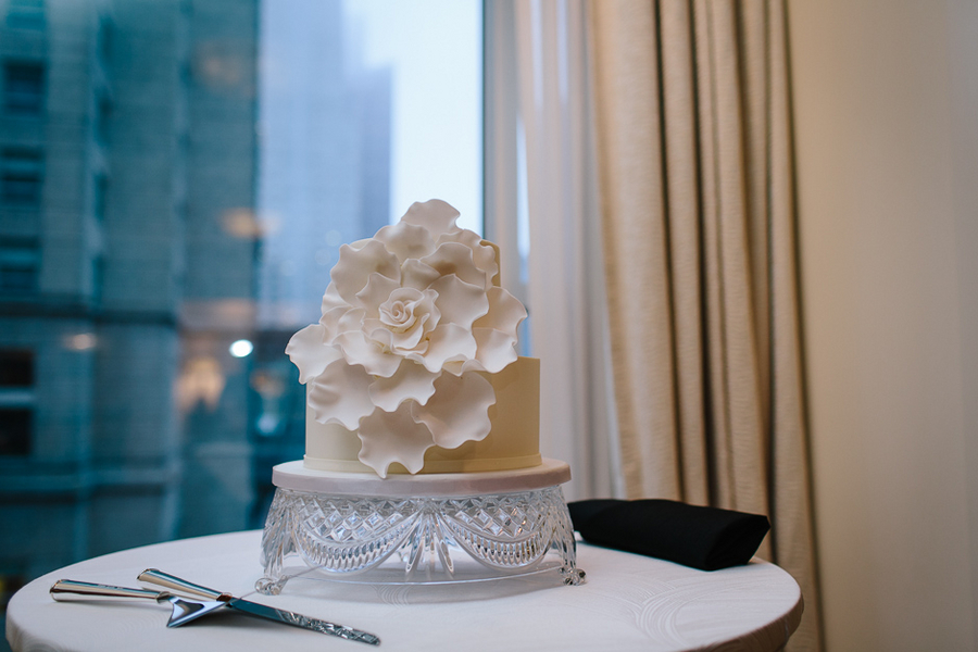 White Ruffle Wedding Cake