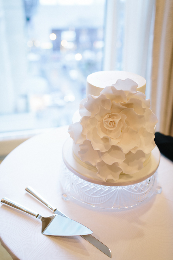 White Wedding Cake with Ruffles