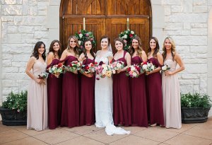 Bridesmaids in Shades of Burgundy