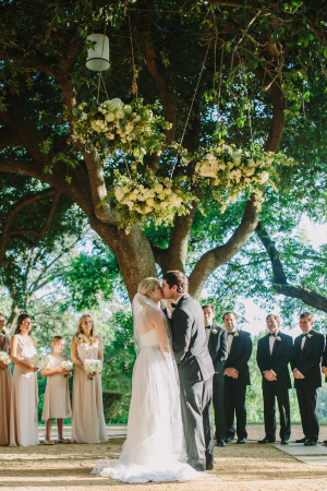 Ceremony Under Floral Chandeliers