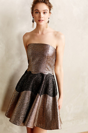Foil Brocade Mini Dress