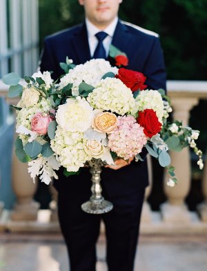 Red Pink and Ivory Wedding Flowers