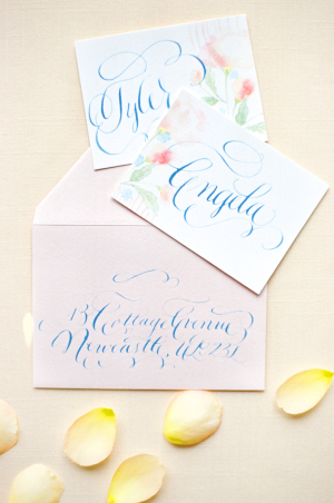 Wedding Invitations with Blue Calligraphy