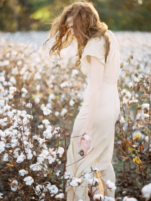 Autumn Bride in Cotton Field