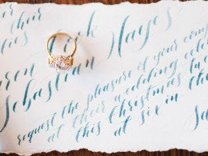 Blue Calligraphy Wedding Invitations