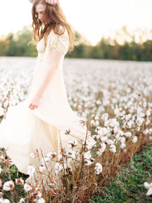 Bride in Cotton Field