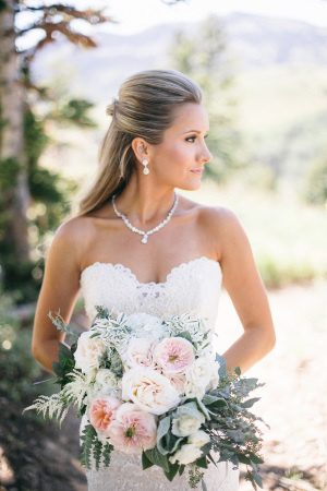 Bride in Strapless Lace Gown
