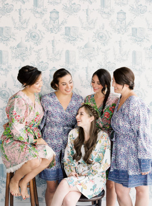 Bridesmaids in Colorful Silk Robes