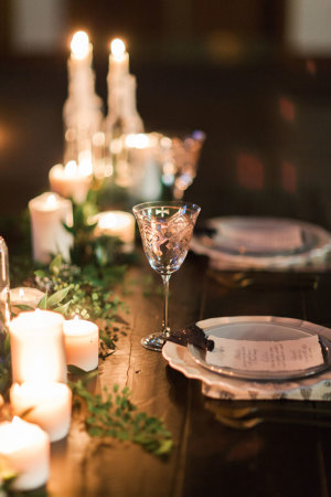 Candle and Greenery Centerpiece
