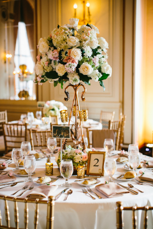 Elegant Ivory and Pink Tall Centerpiece