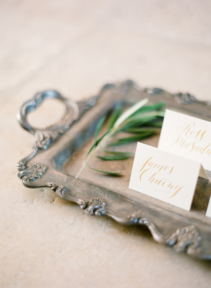 Gold Calligraphy on Escort Cards
