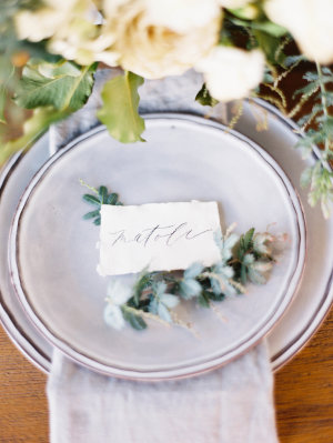 Gray and Green Wedding Place Setting