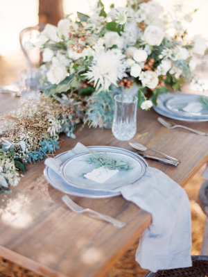Gray and Green Wedding Tabletop