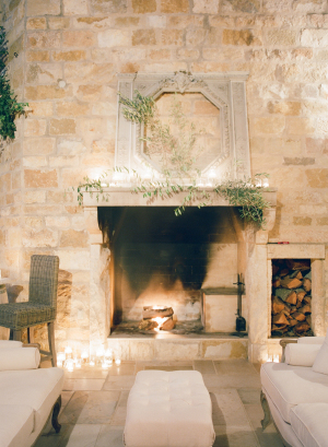 Mantel with Candles and Greenery