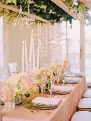 Pink Tabletop with Floral Chandelier
