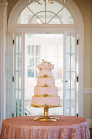 Pink and Gold Wedding Cake