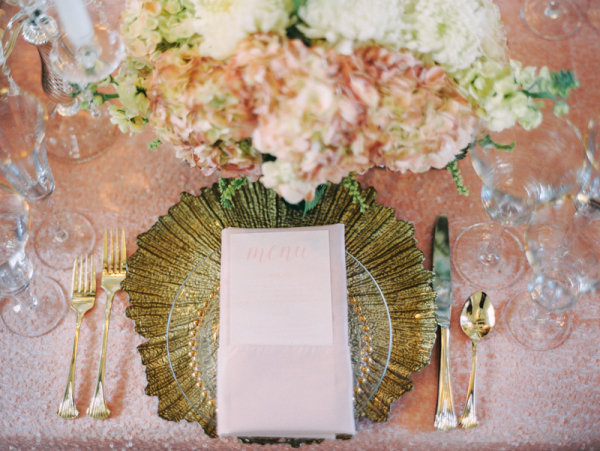 Pink and Gold Wedding Place Setting