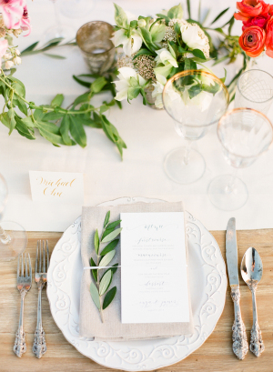 Place Setting at Winery Wedding
