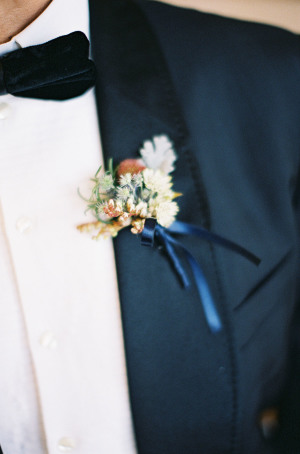Boutonniere Tied with Blue Ribbon