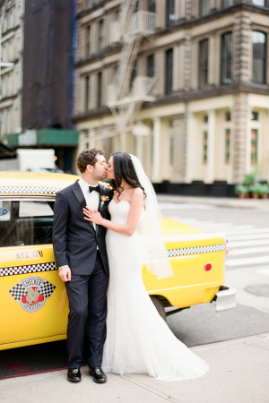 Bride and Groom with NYC Taxi