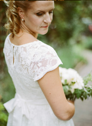 Bride in Lace Short Sleeve Gown