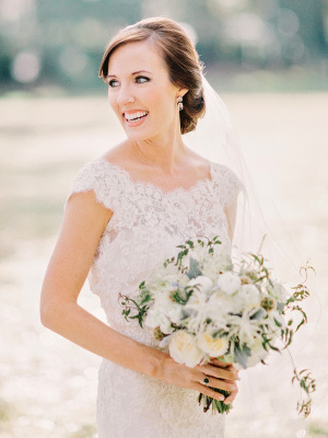 Bride with Pale Green Bouquet