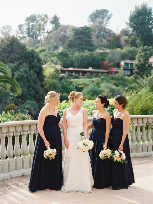 Bridesmaids in Long Navy Gowns