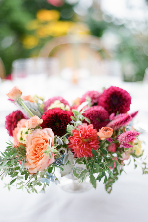 Burgundy and Peach Wedding Flowers