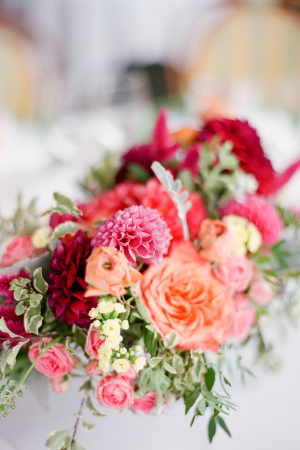 Coral Pink and Red Wedding Flowers