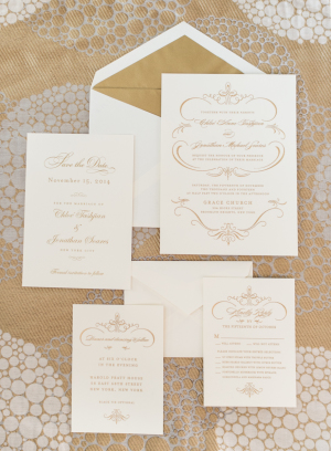 Gold and White Wedding Invitations